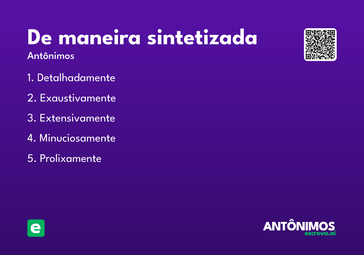 de maneira sintetizada