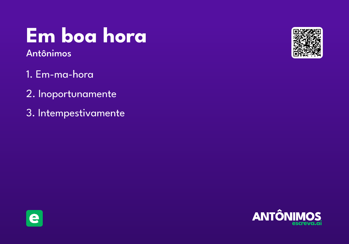 em boa hora