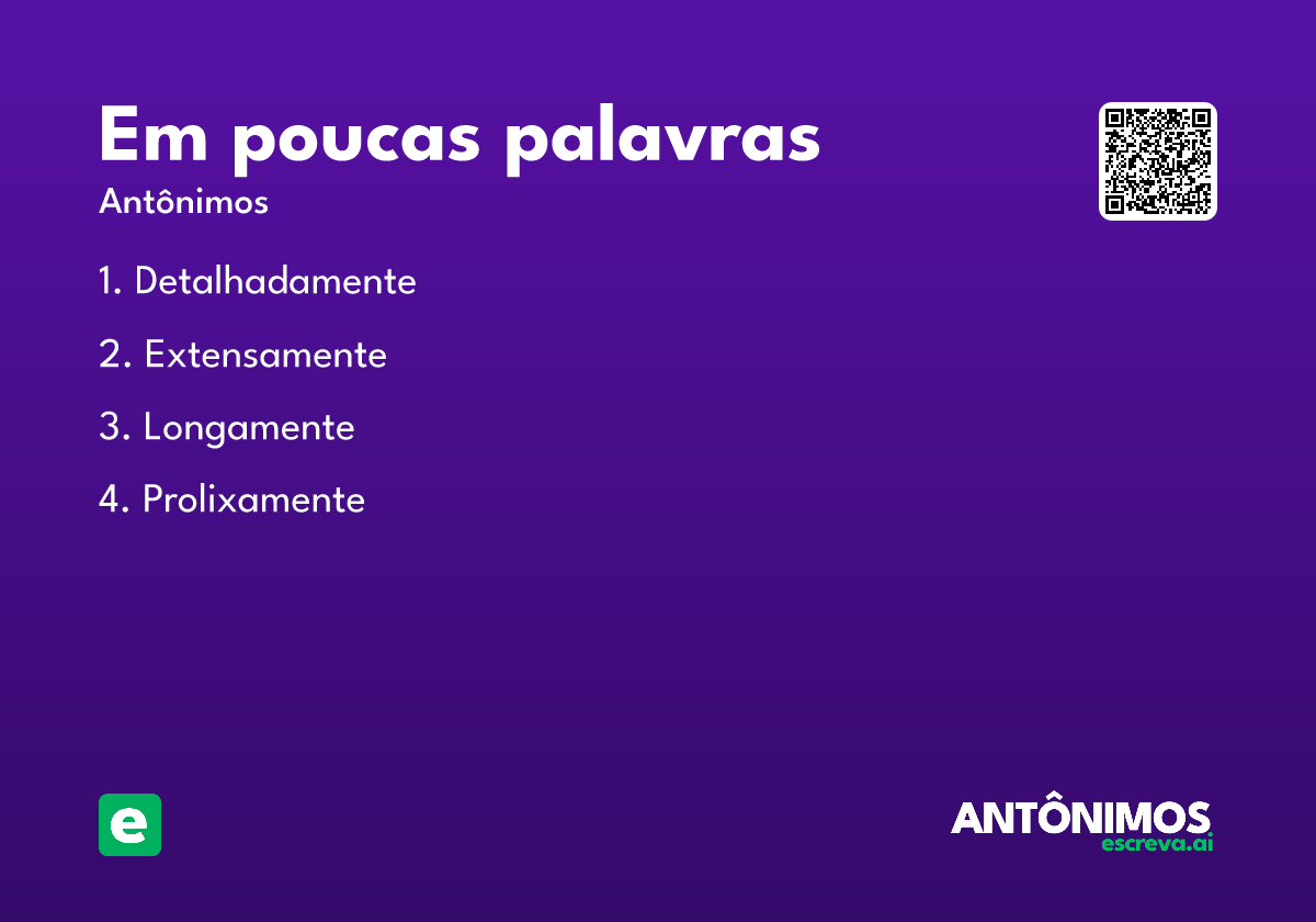 em poucas palavras