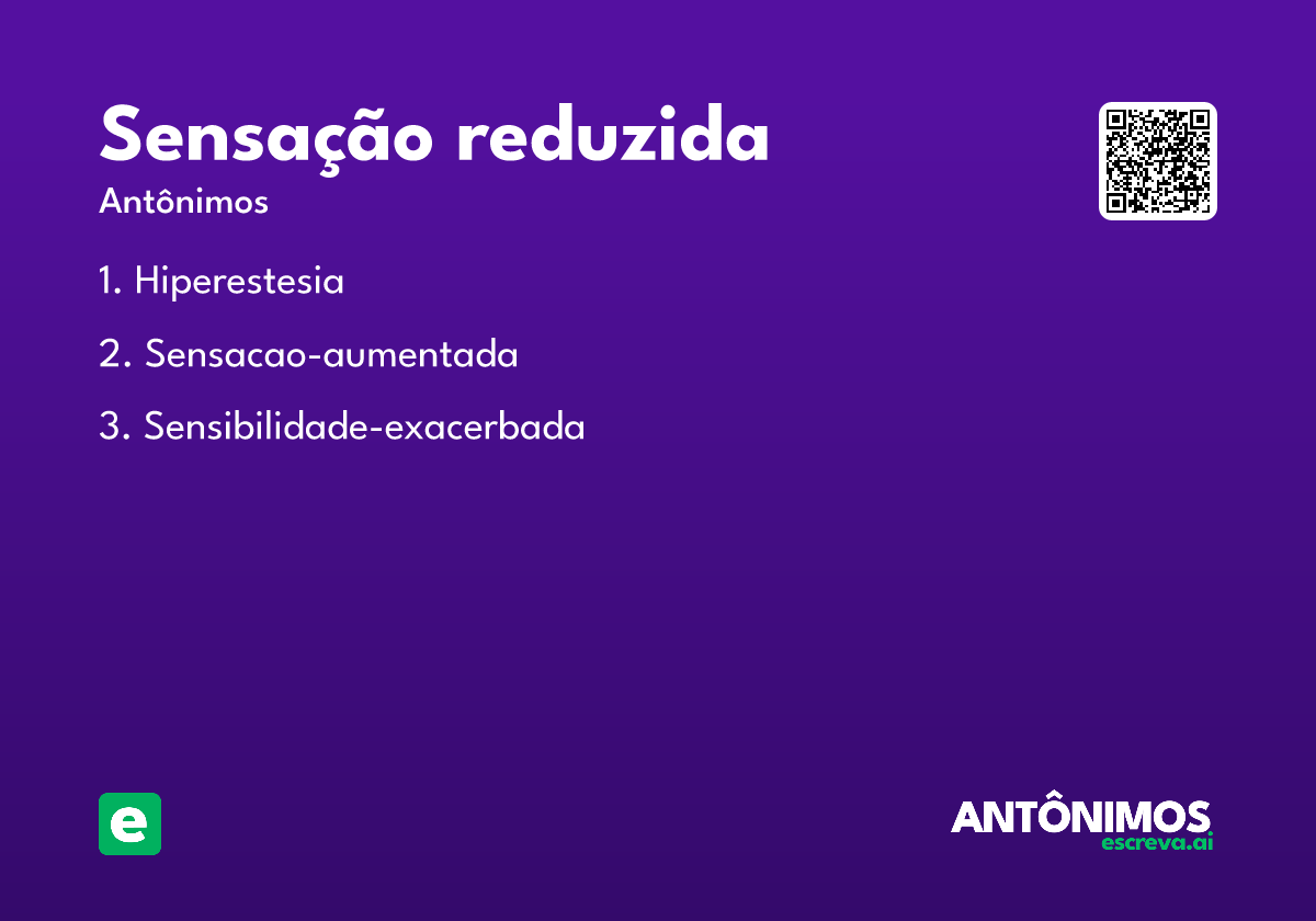 sensação reduzida