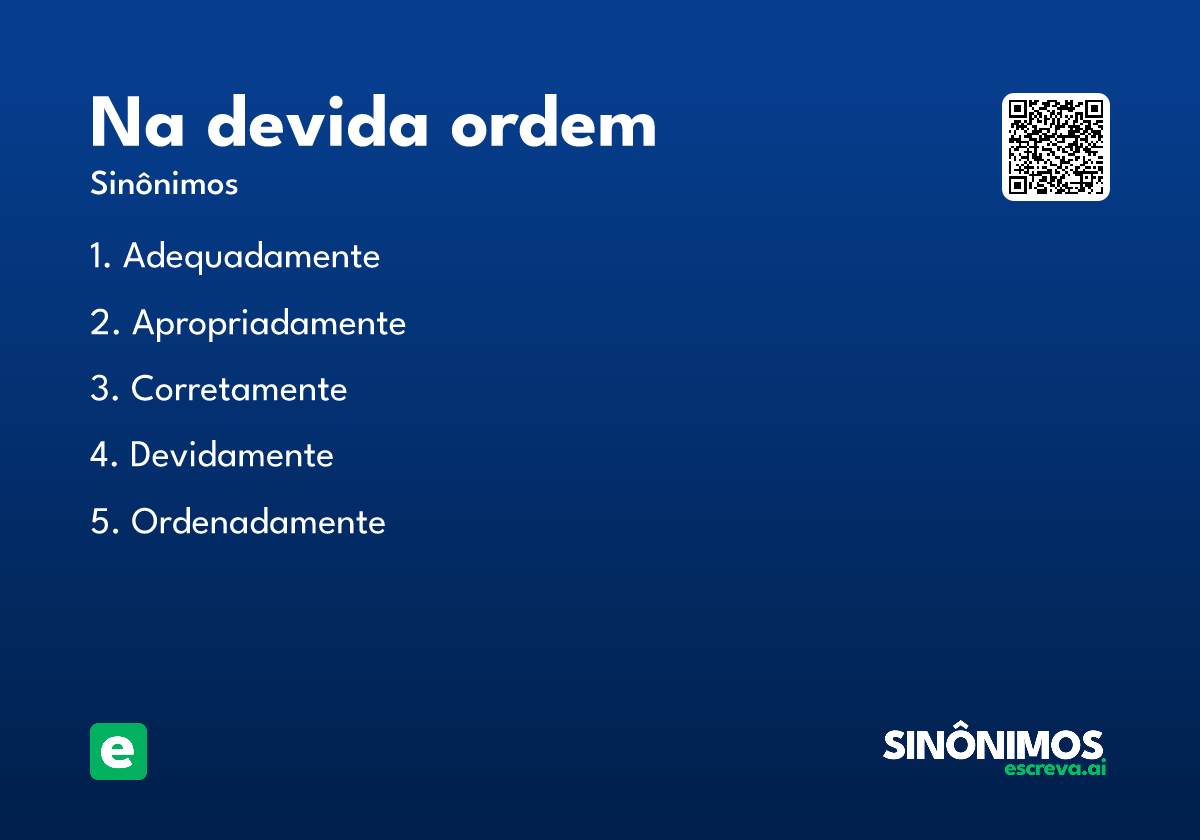 na devida ordem