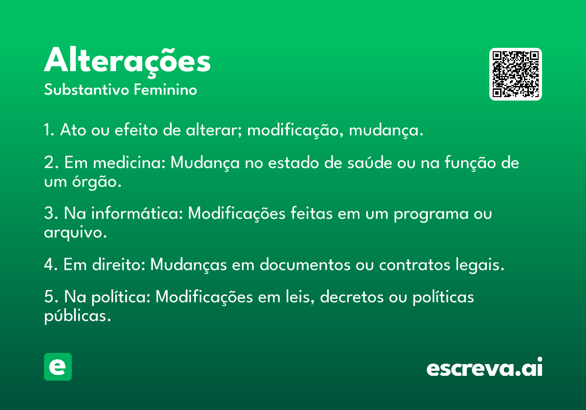 alterações