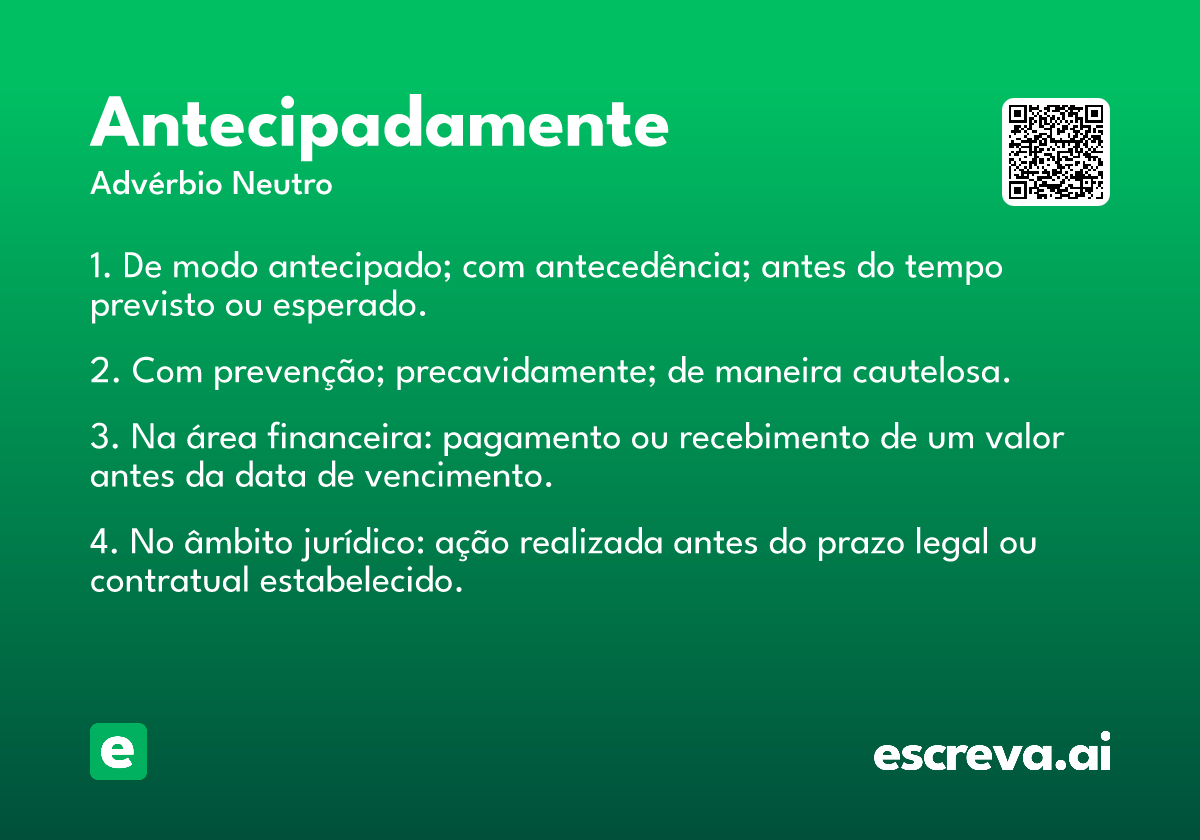 antecipadamente