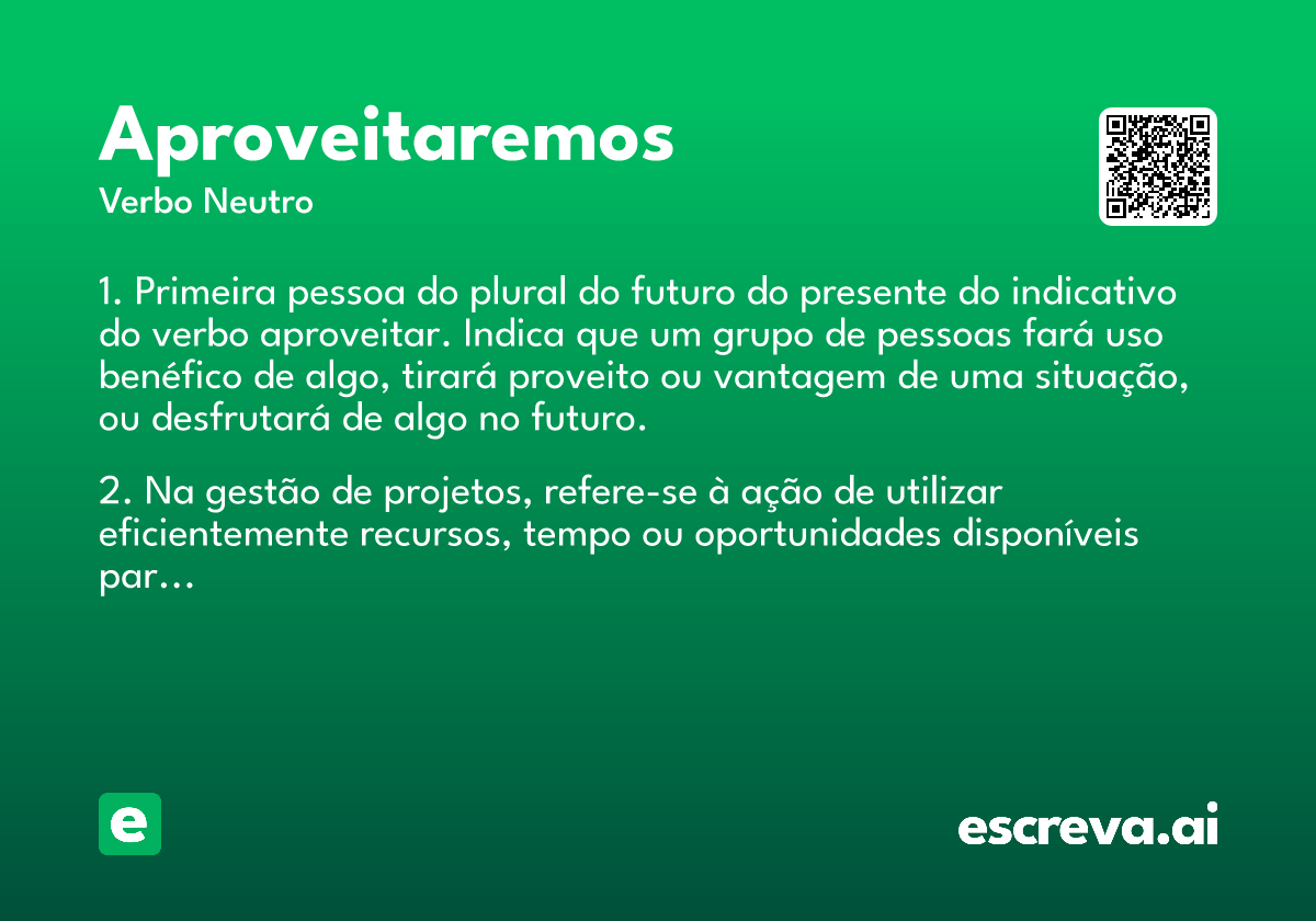 aproveitaremos