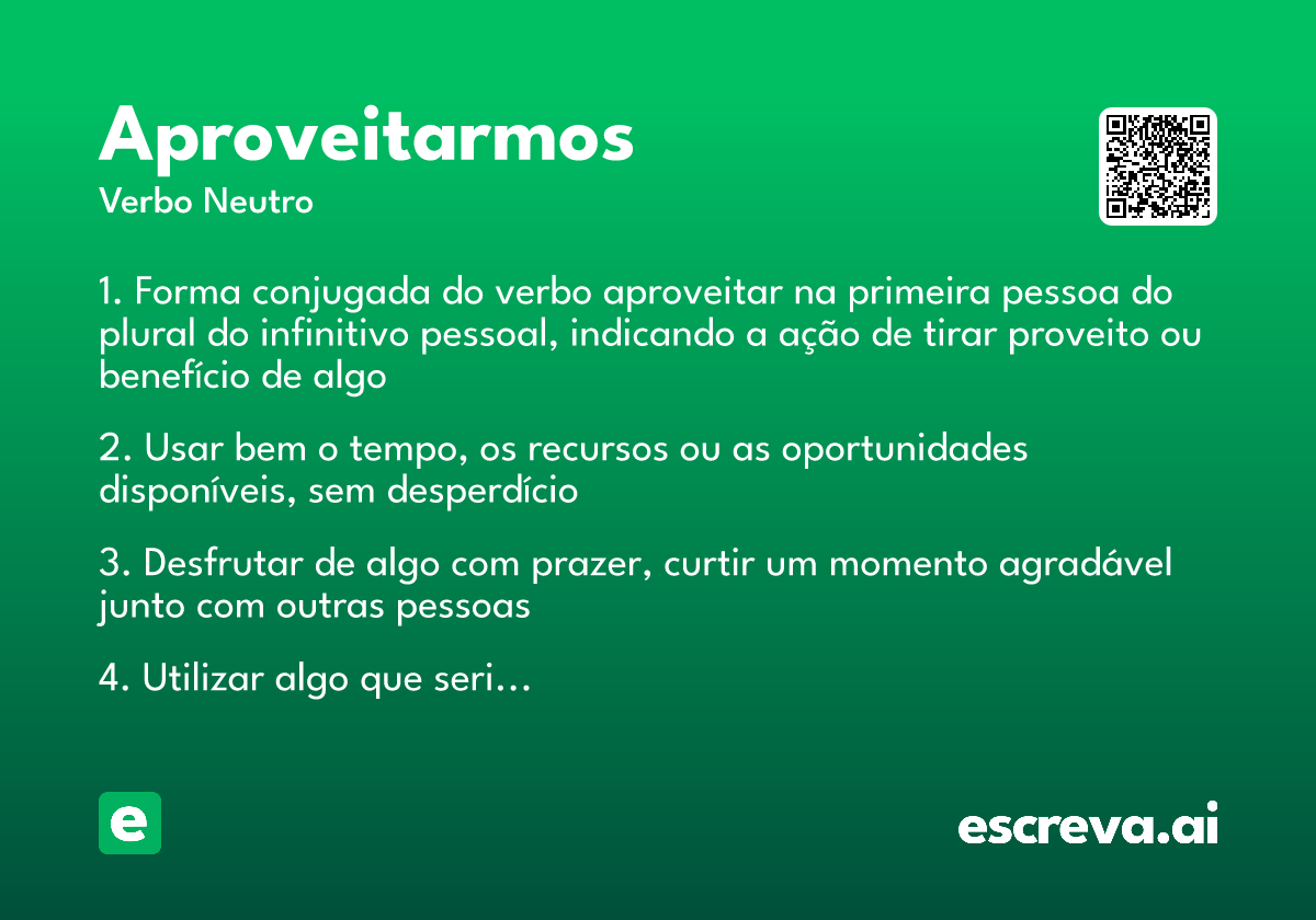 aproveitarmos