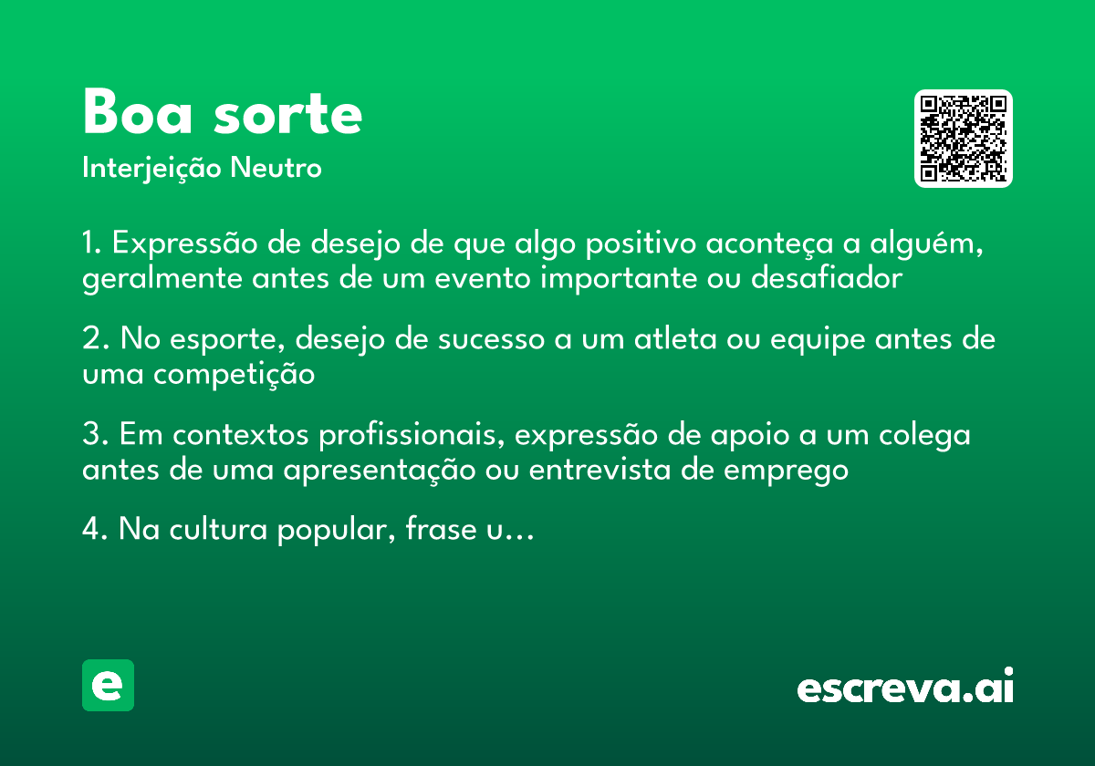 boa sorte