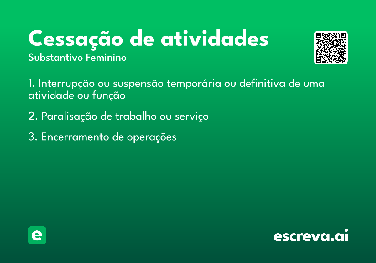 cessação de atividades