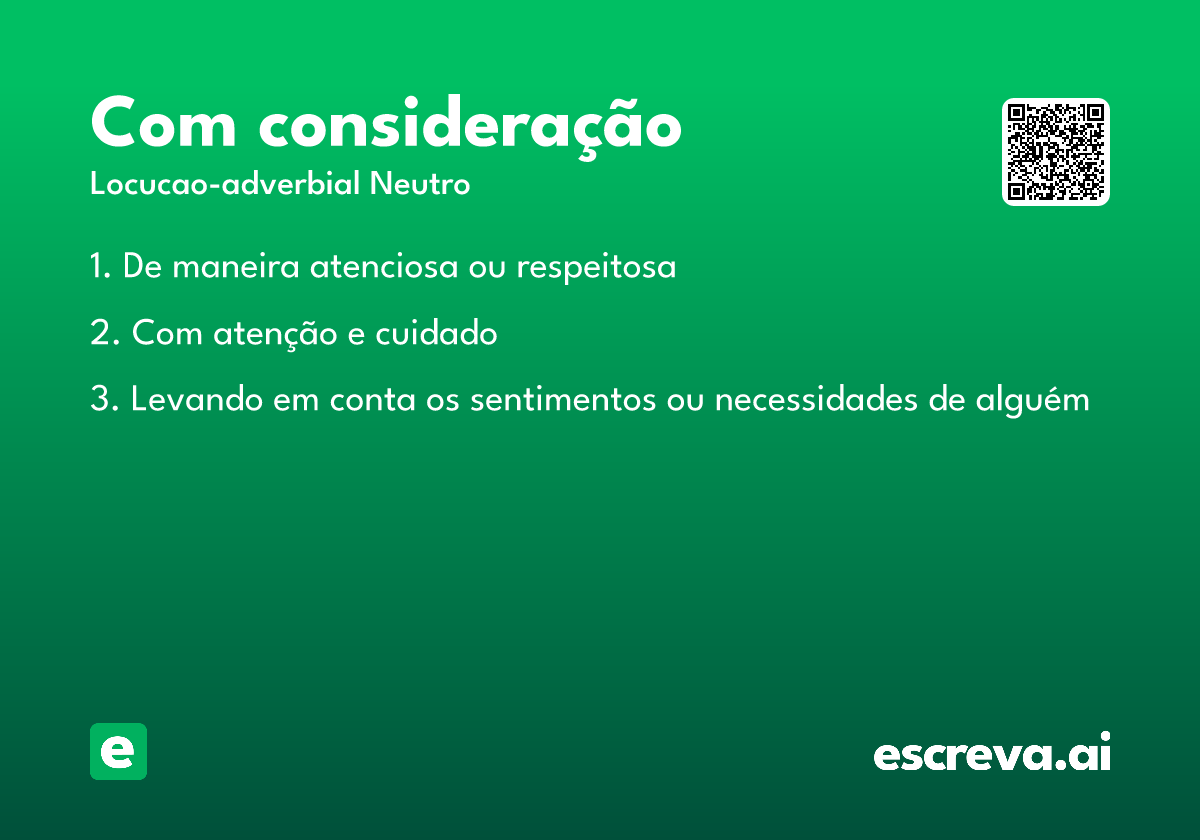 com consideração