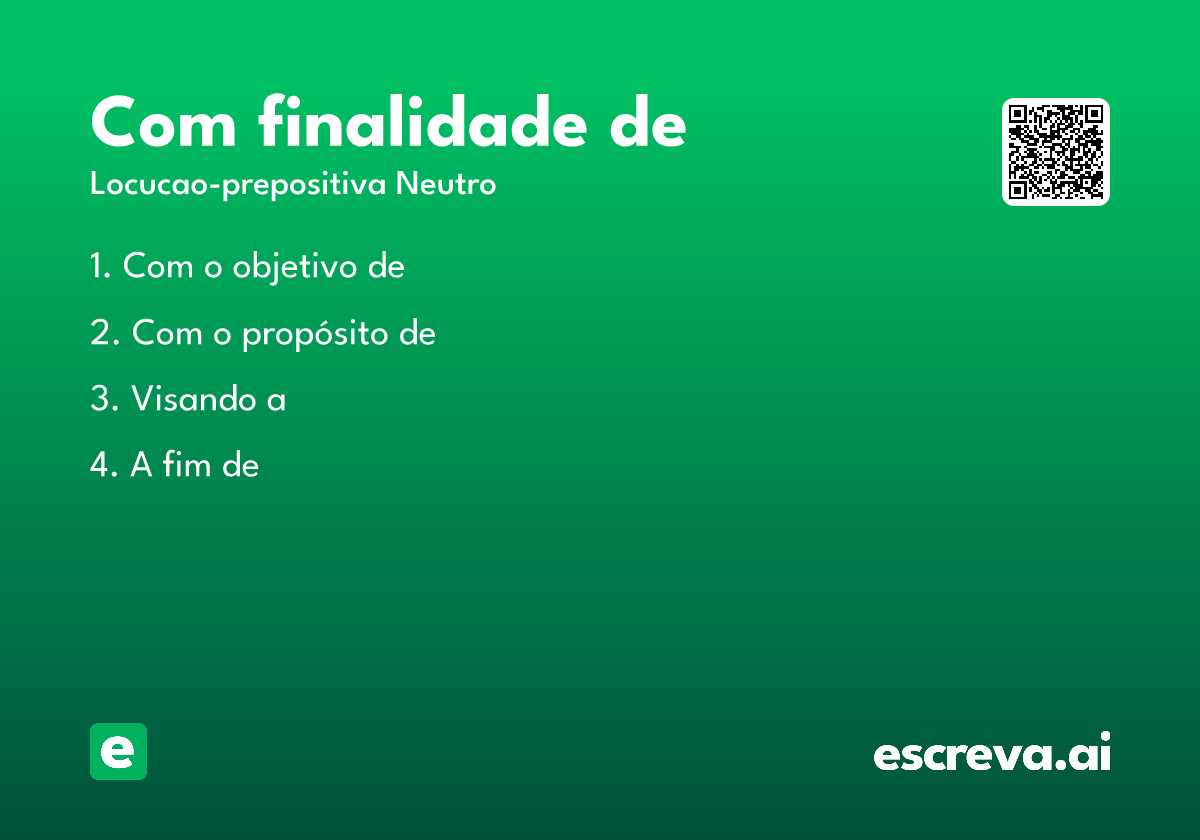 com finalidade de