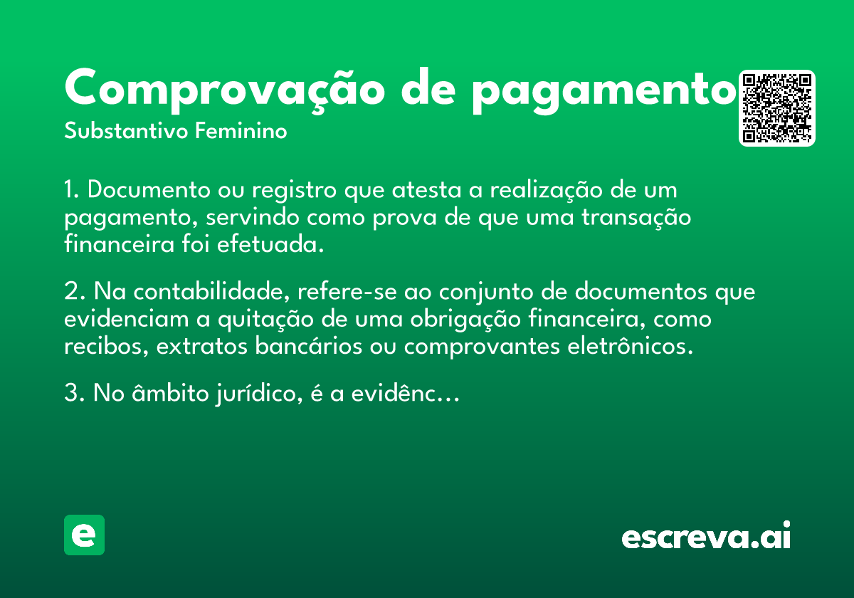 comprovação de pagamento