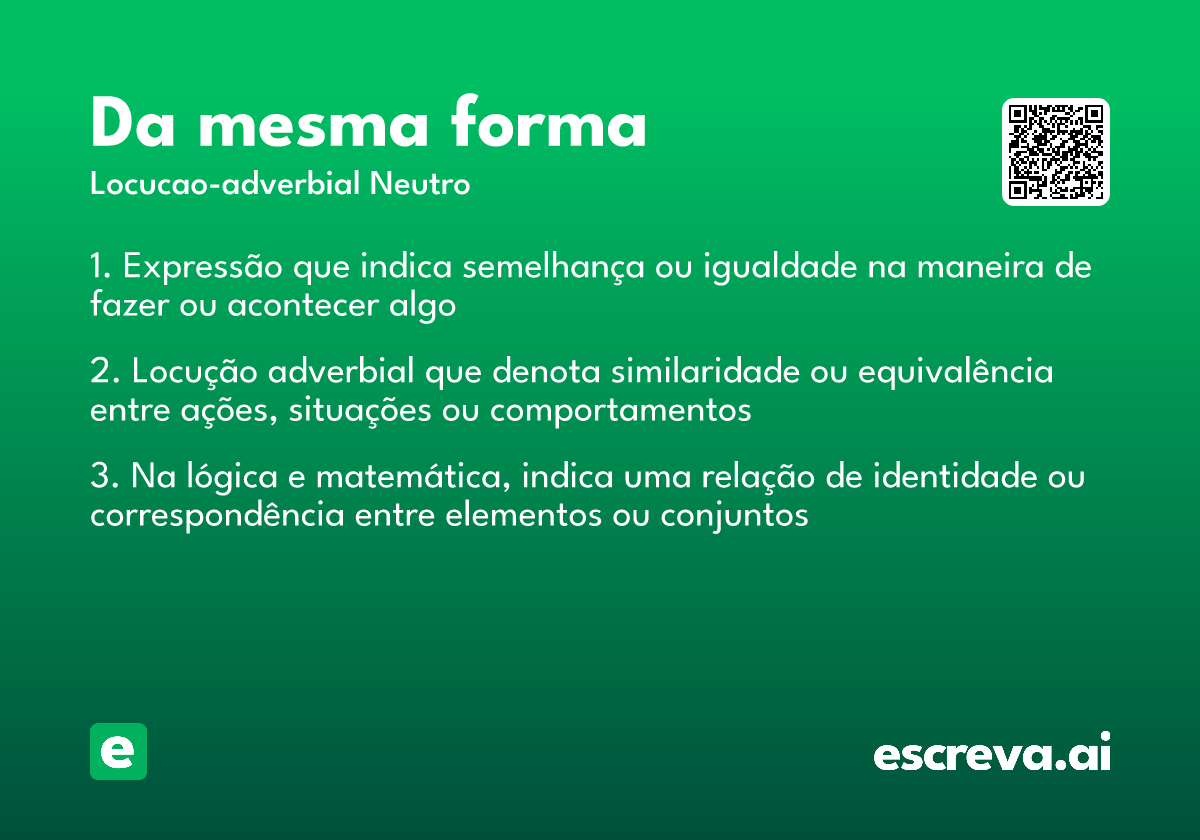 da mesma forma