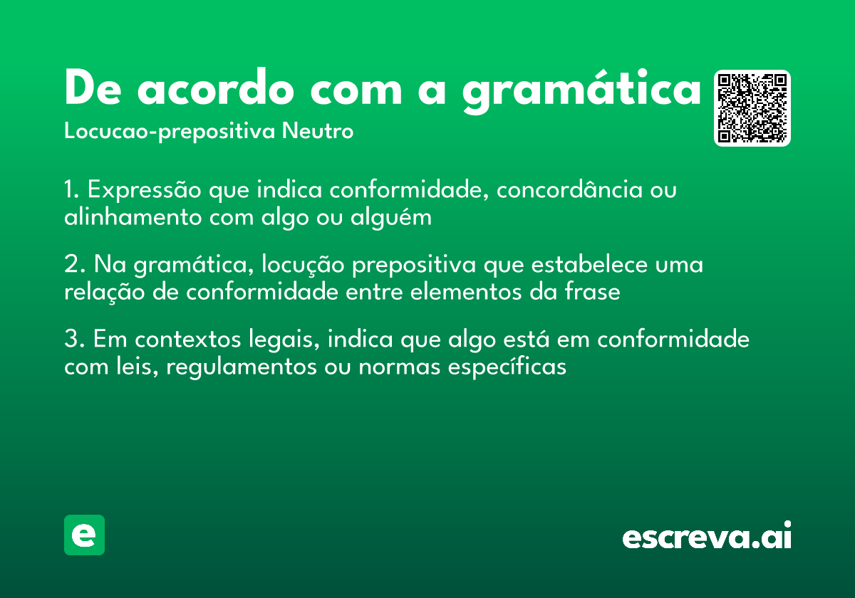 de acordo com a gramática