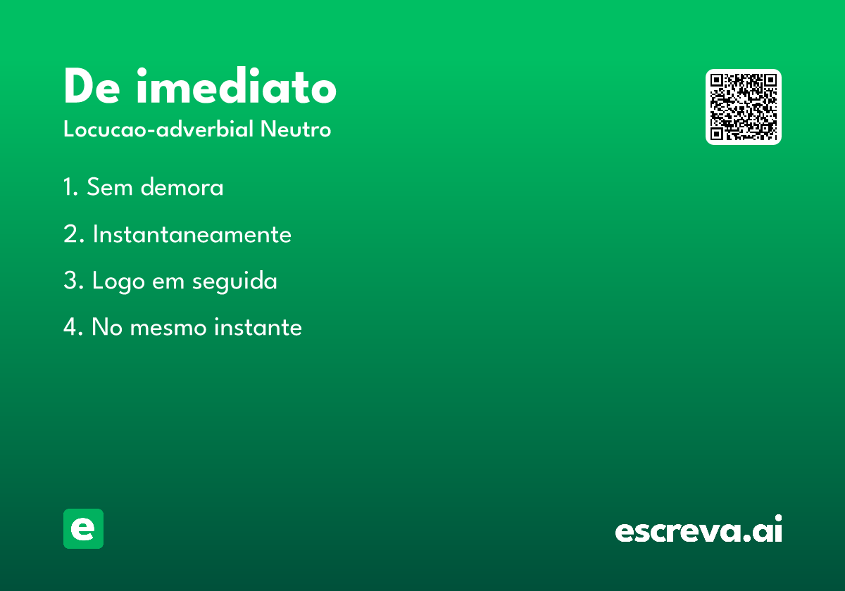 de imediato