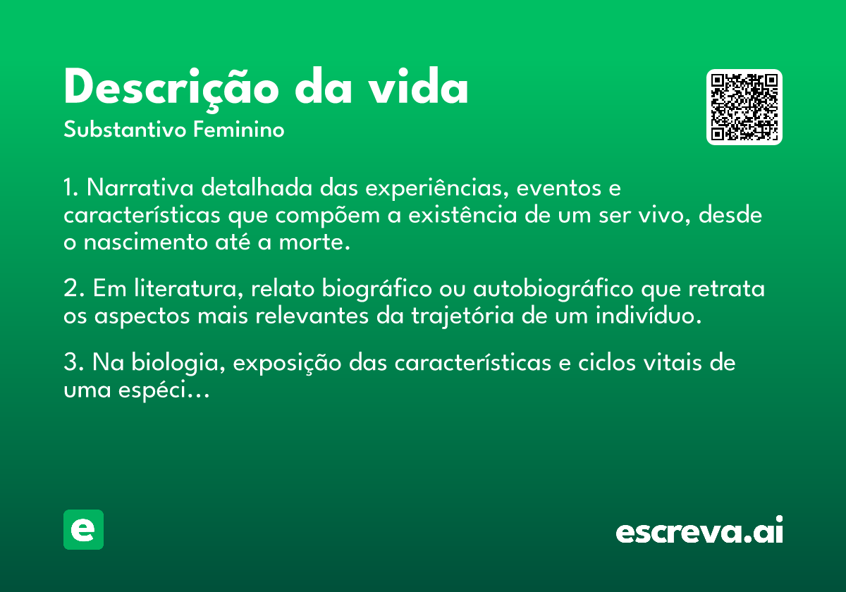 descrição da vida