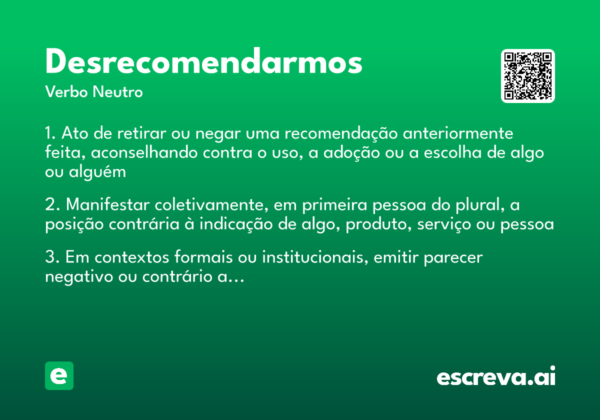 desrecomendarmos