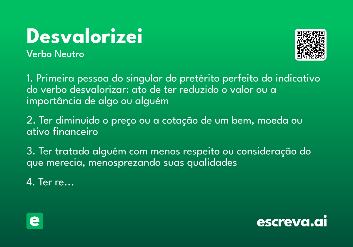 desvalorizei