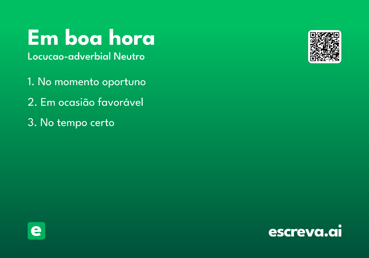 em boa hora