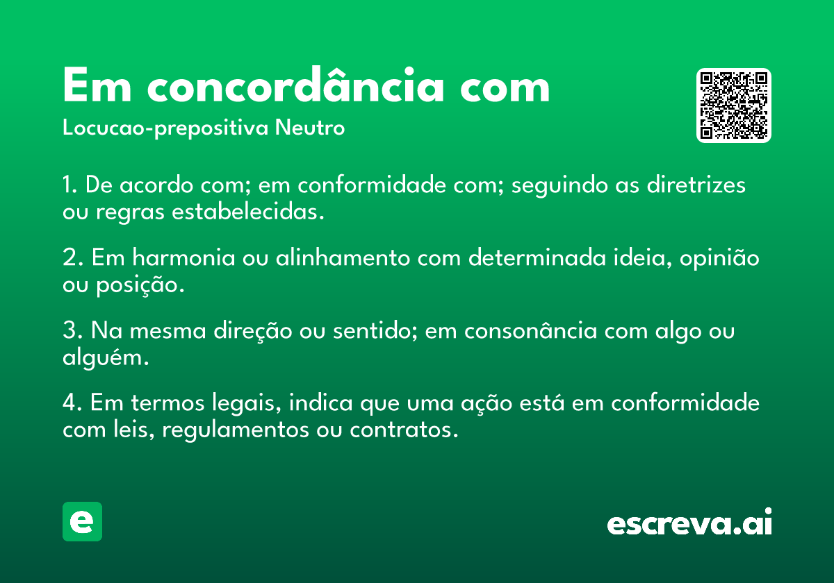 em concordância com