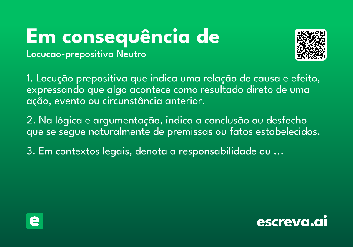 em consequência de