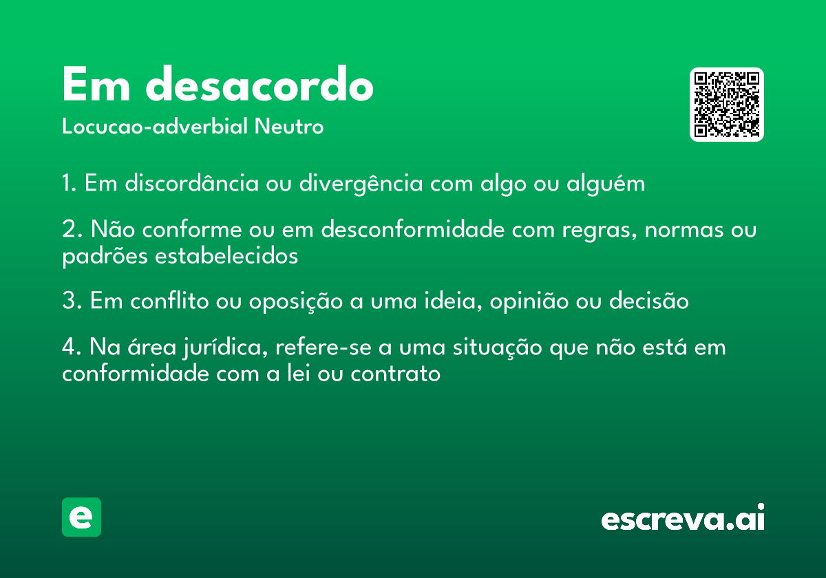 em desacordo