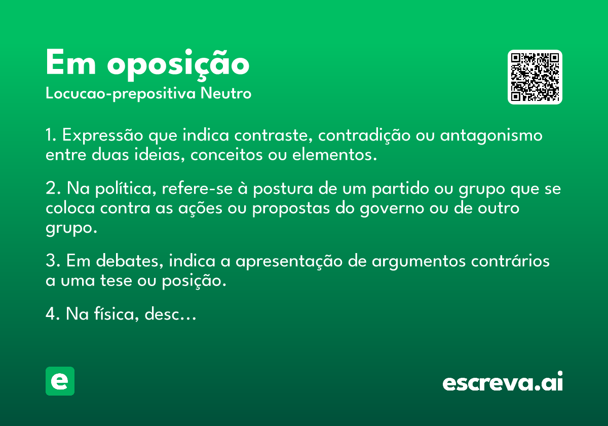 em oposição