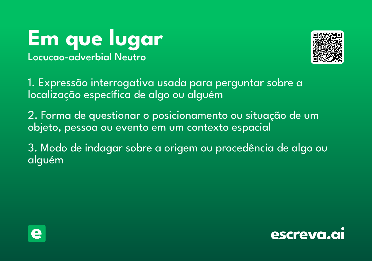 em que lugar