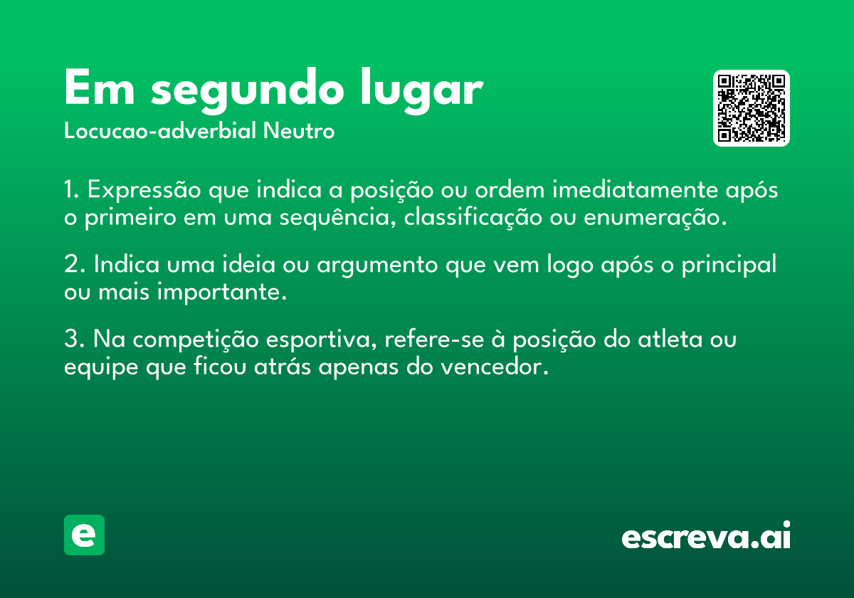em segundo lugar