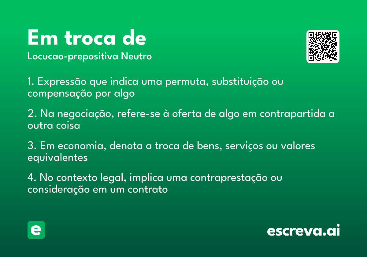 em troca de