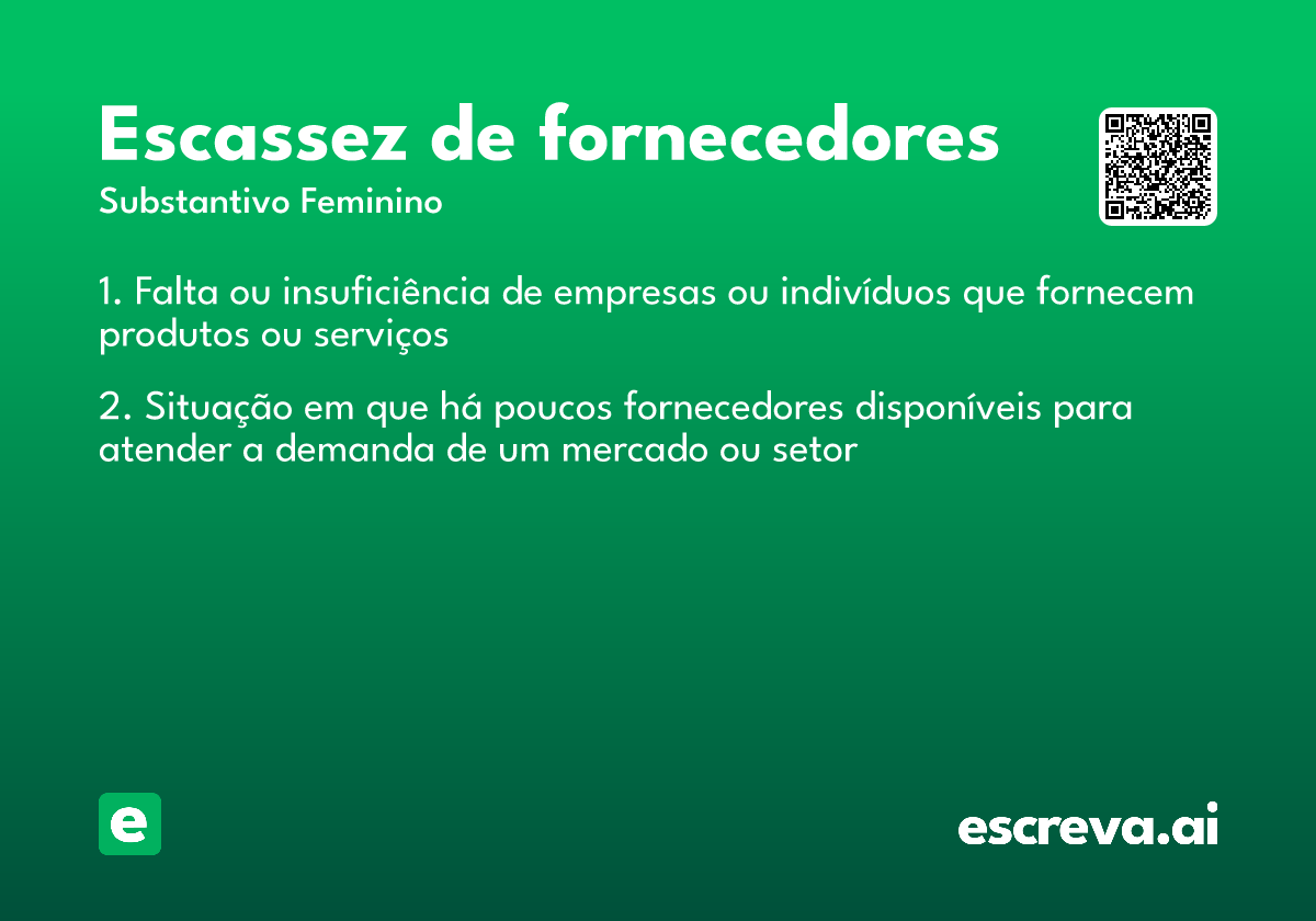 escassez de fornecedores