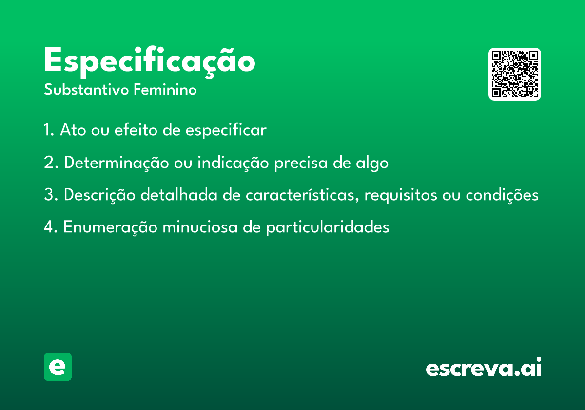 especificação
