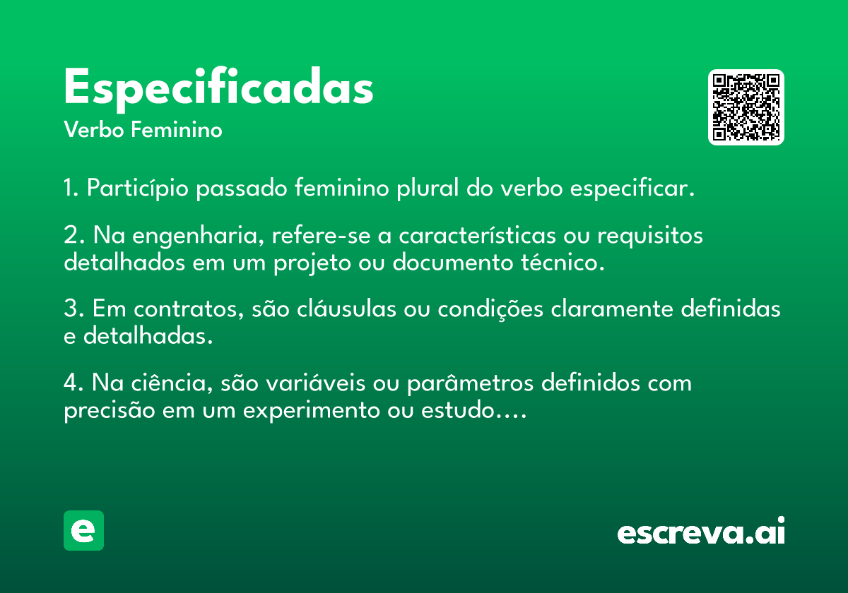 especificadas