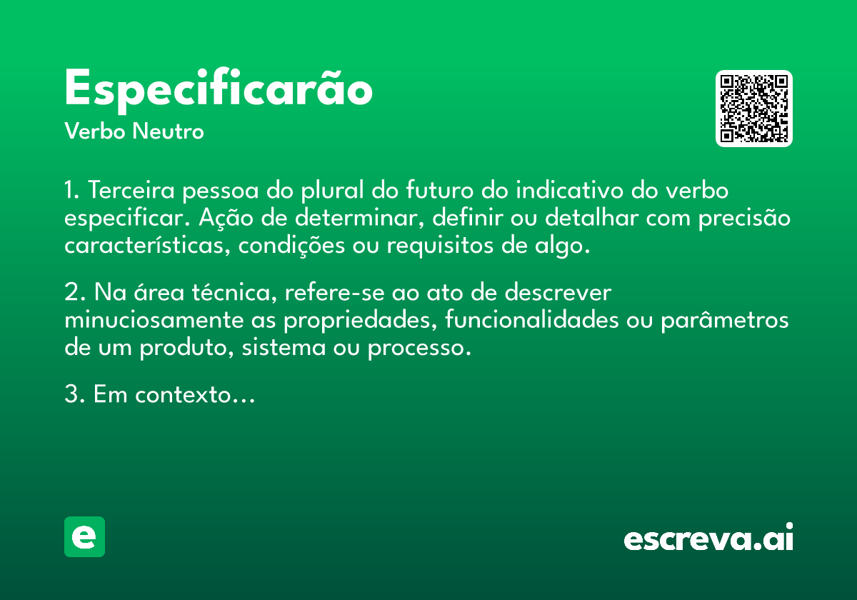 especificarão