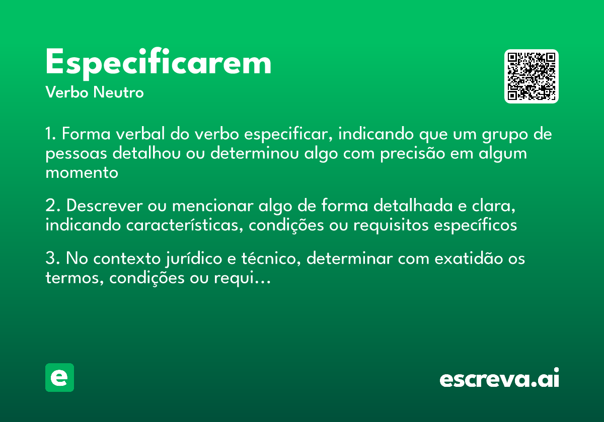 especificarem