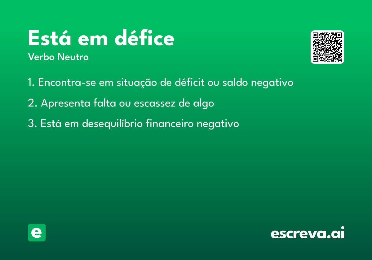 está em défice
