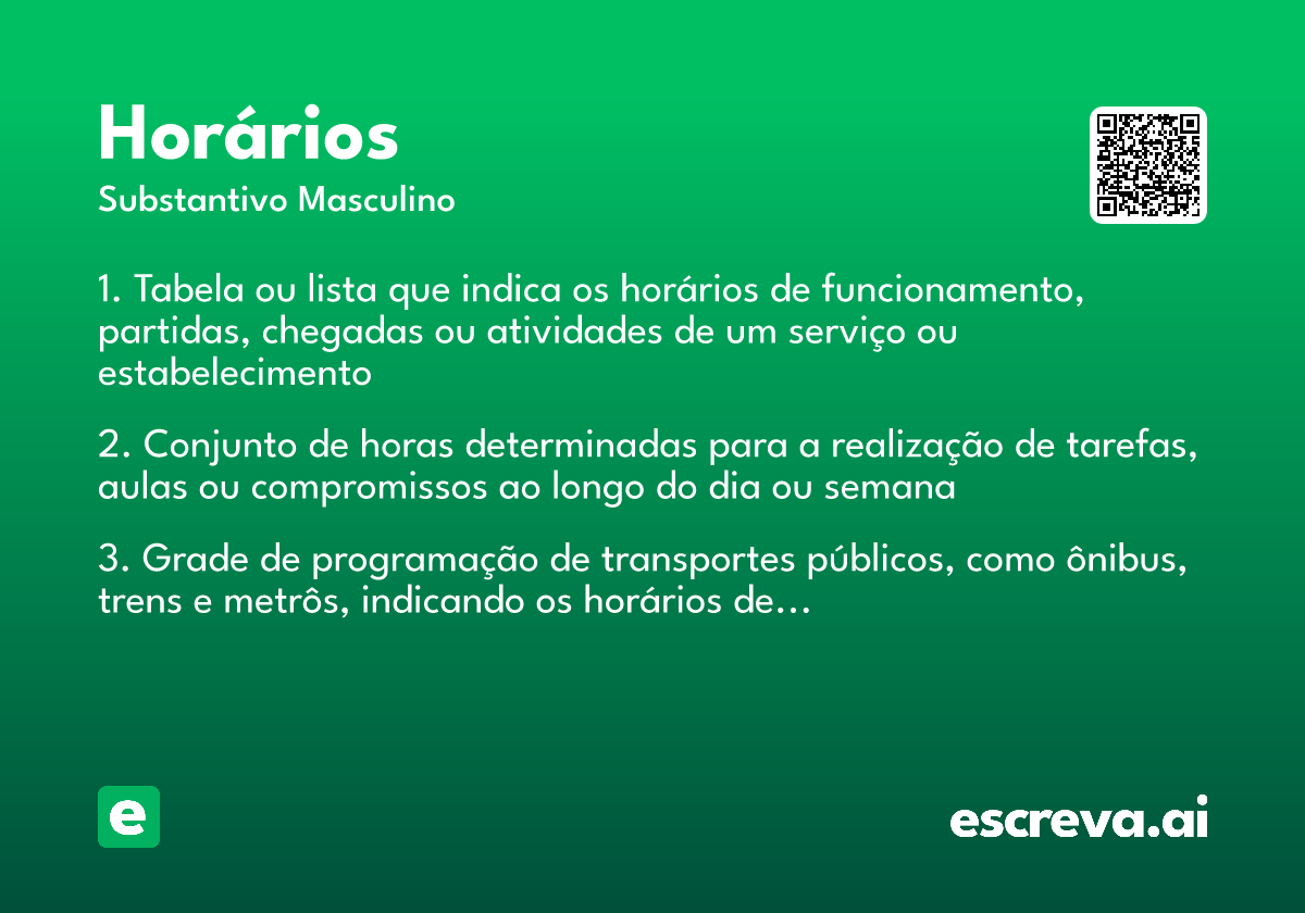 horários