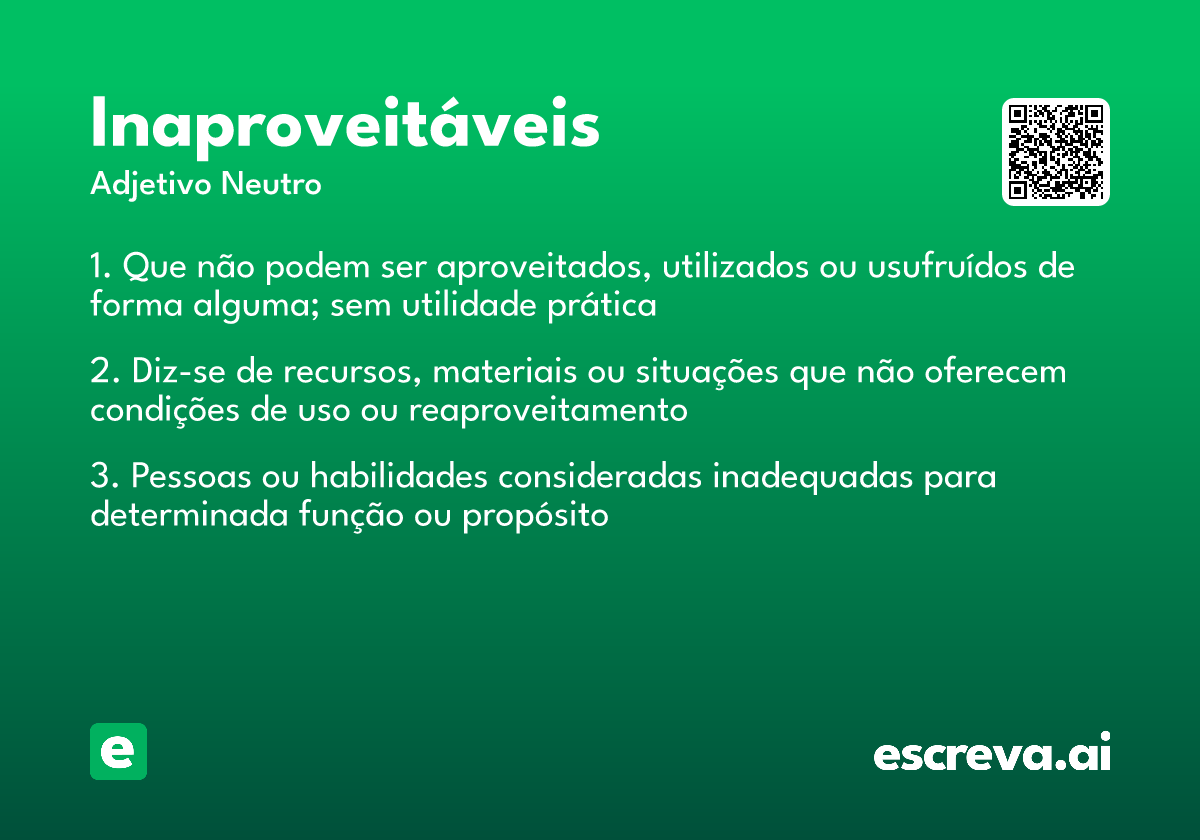 inaproveitáveis