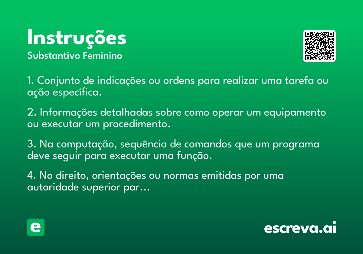 instruções