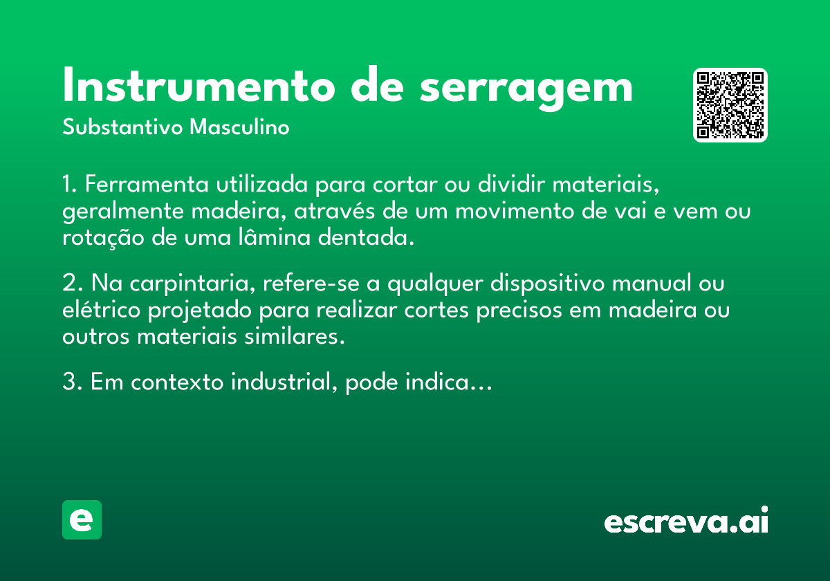 instrumento de serragem