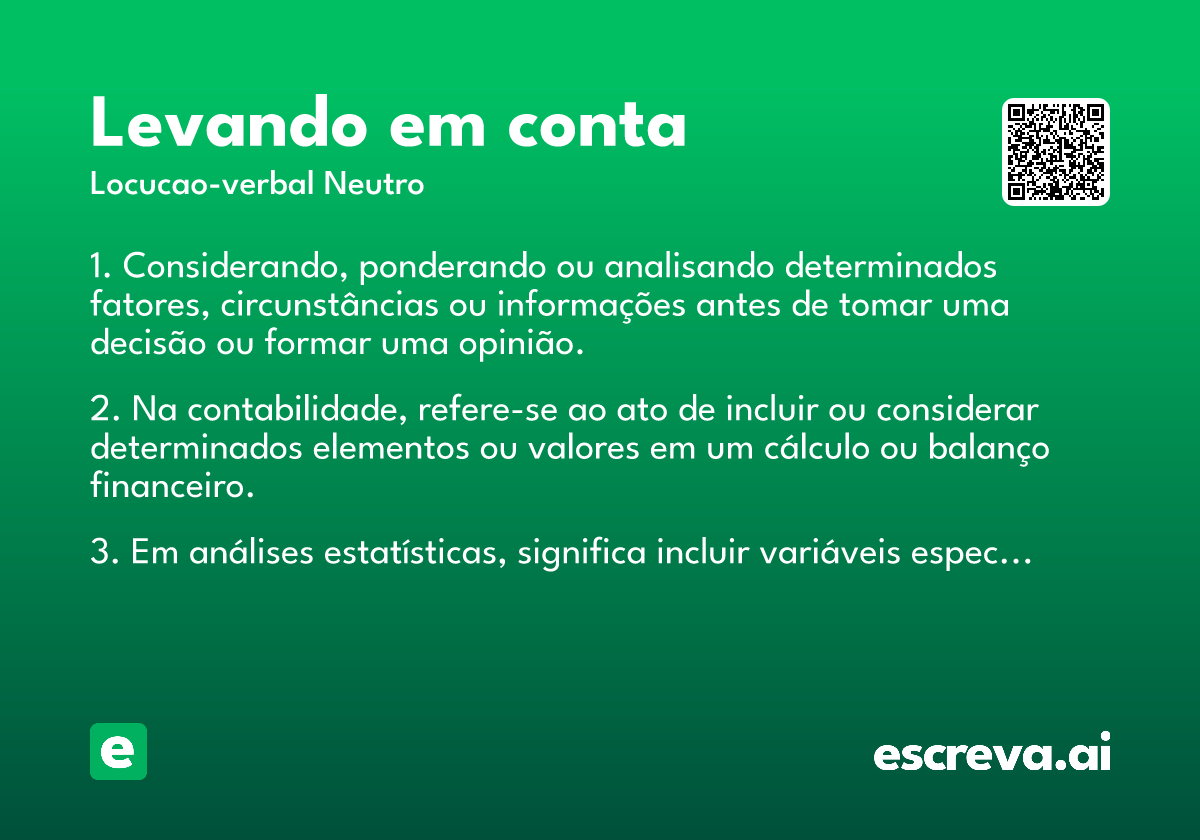 levando em conta