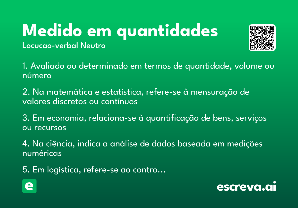 medido em quantidades