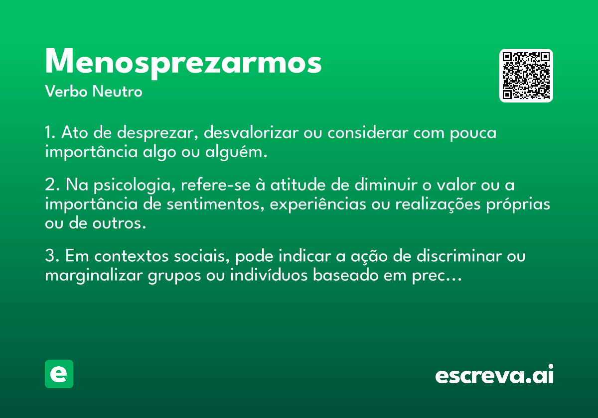 menosprezarmos