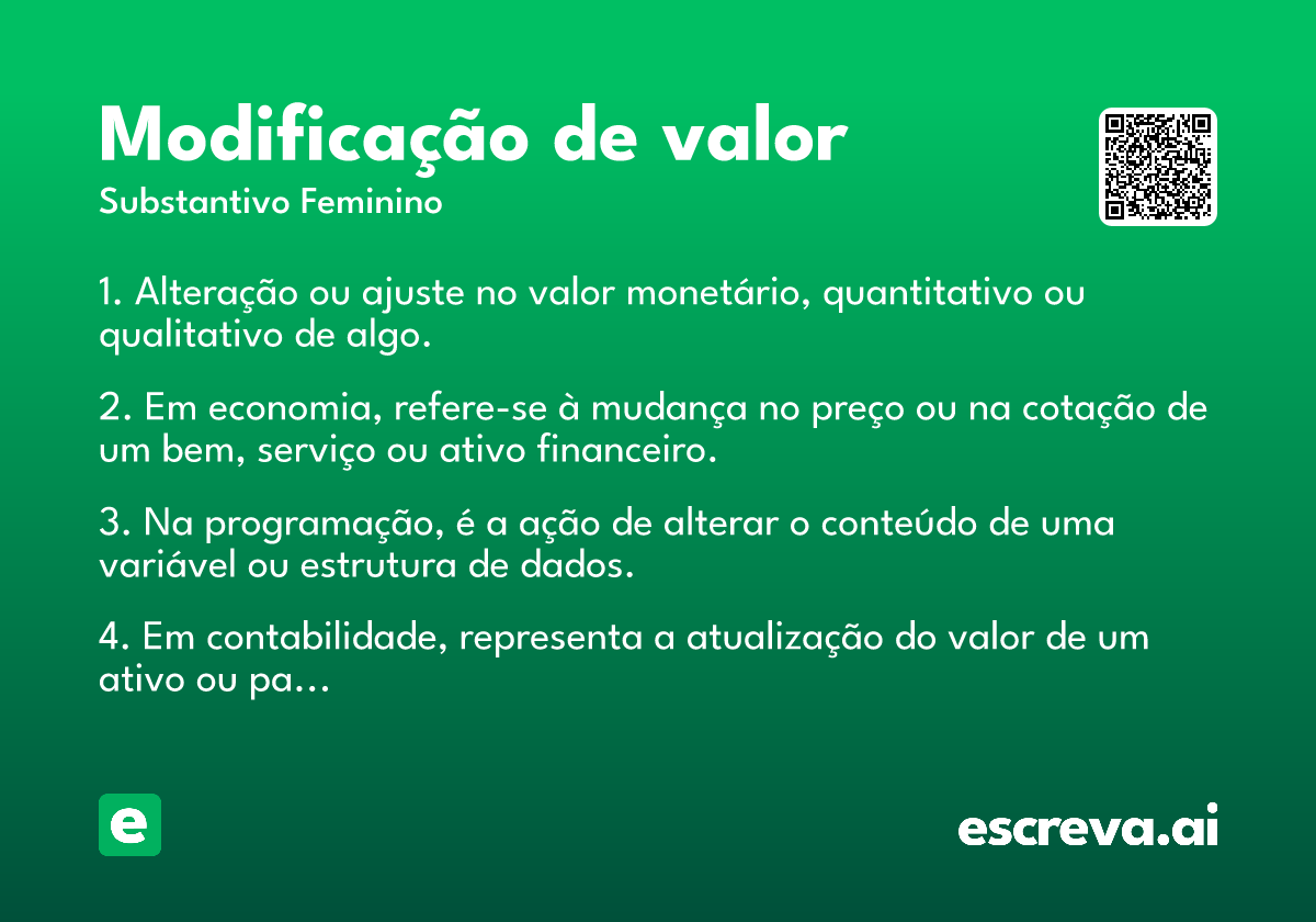 modificação de valor