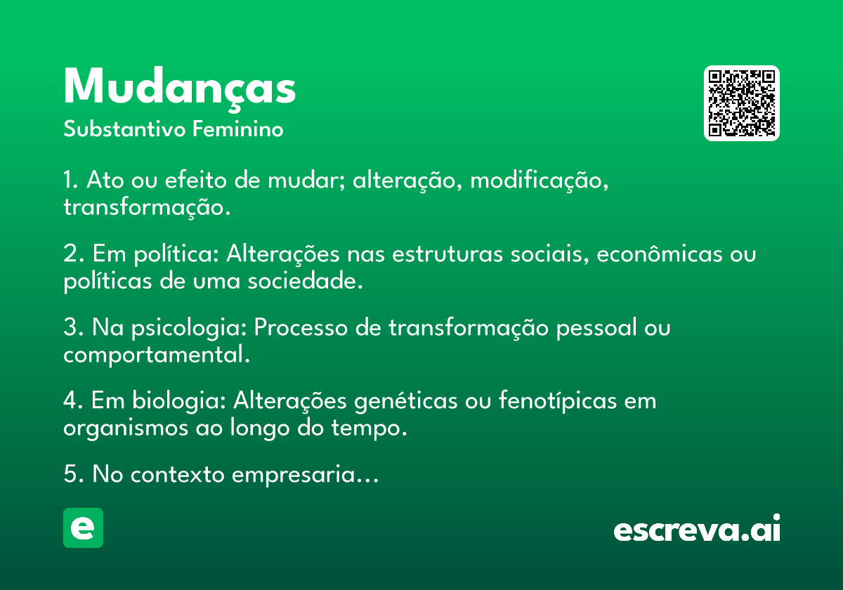 mudanças