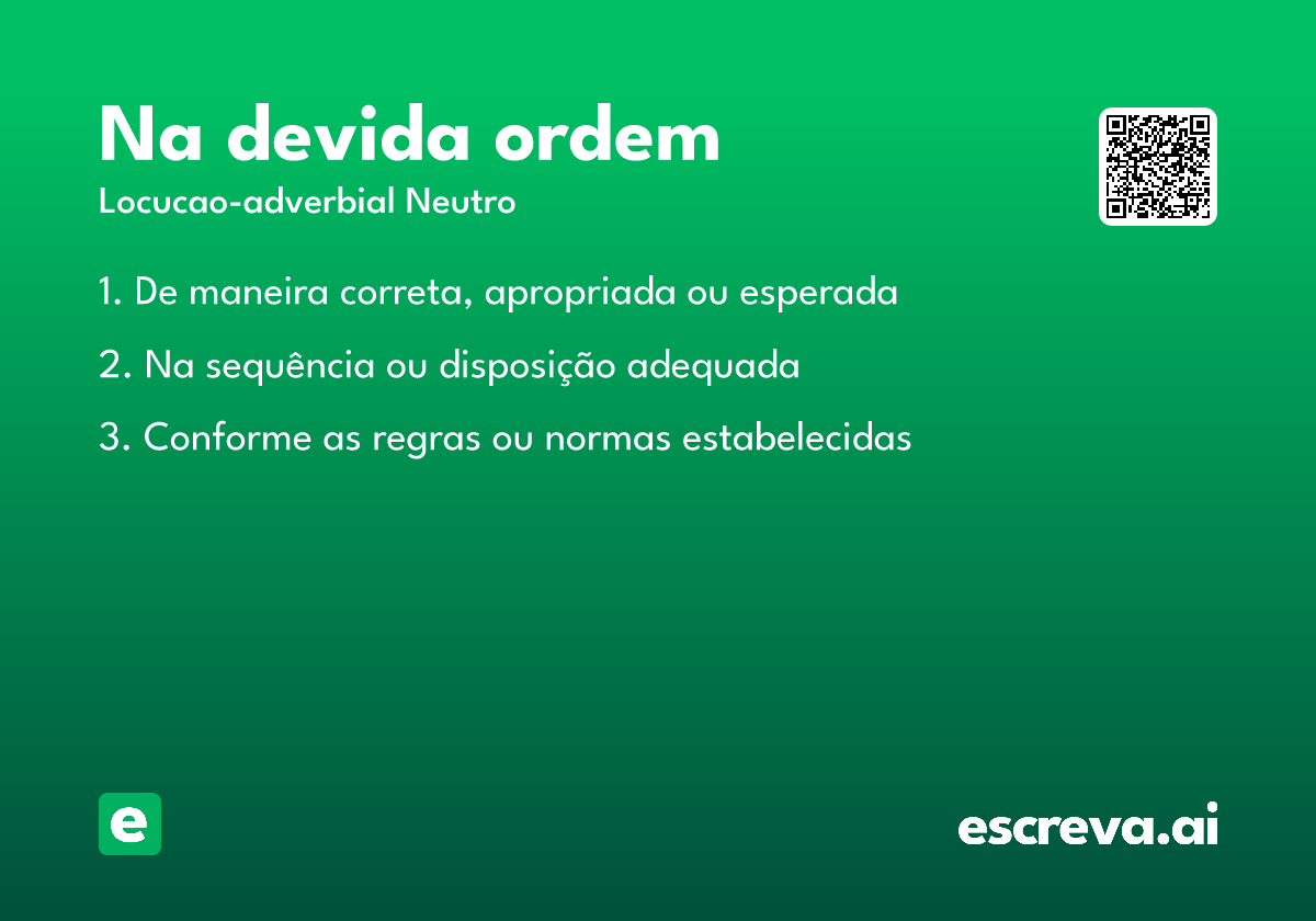 na devida ordem