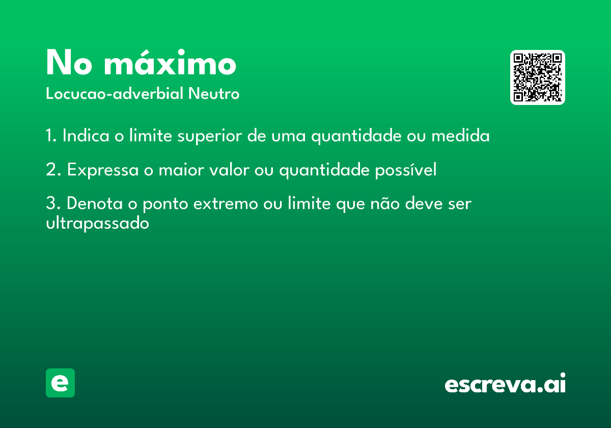 no máximo