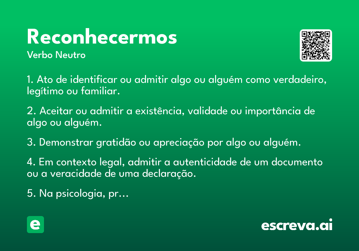 reconhecermos
