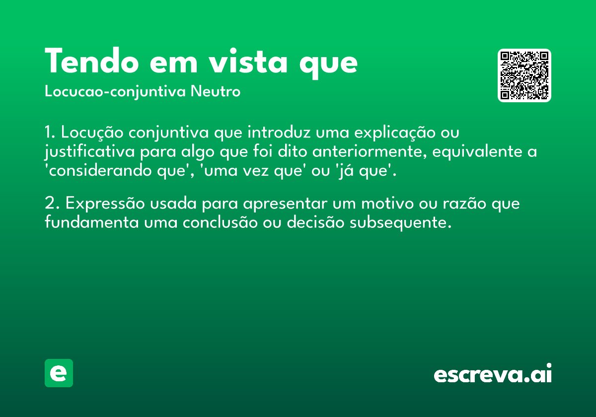 tendo em vista que