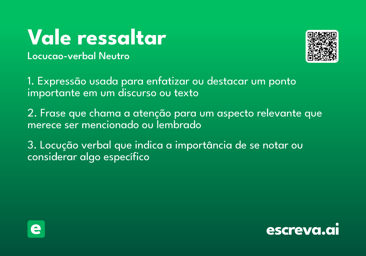 vale ressaltar